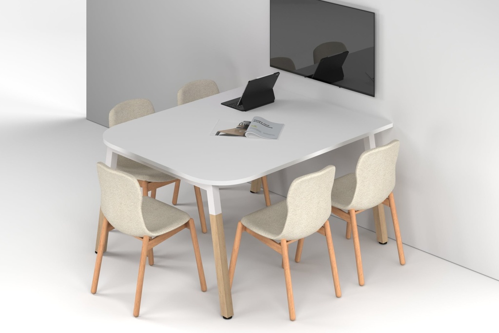 Quadro A Leg Modern Half Meeting Table Wood Legs - Large Rounded Corners [1500L x 1200W with Large Rounded Corners]