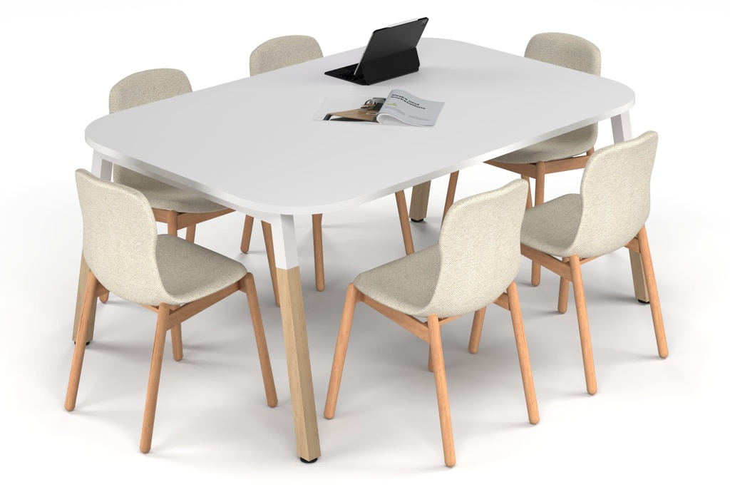 Quadro A Leg Modern Boardroom Table Wood Legs - Large Rounded Corners [1800L x 1200W with Large Rounded Corners]