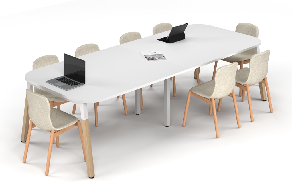 Quadro A Leg Modern Boardroom Table Wood Legs - Large Rounded Corners [3000L x 1200W with Large Rounded Corners]