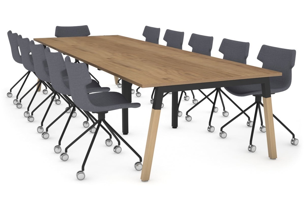 Quadro A Legs Modern Boardroom Table - Wood Legs Cross Beam [3600L x 1200W]