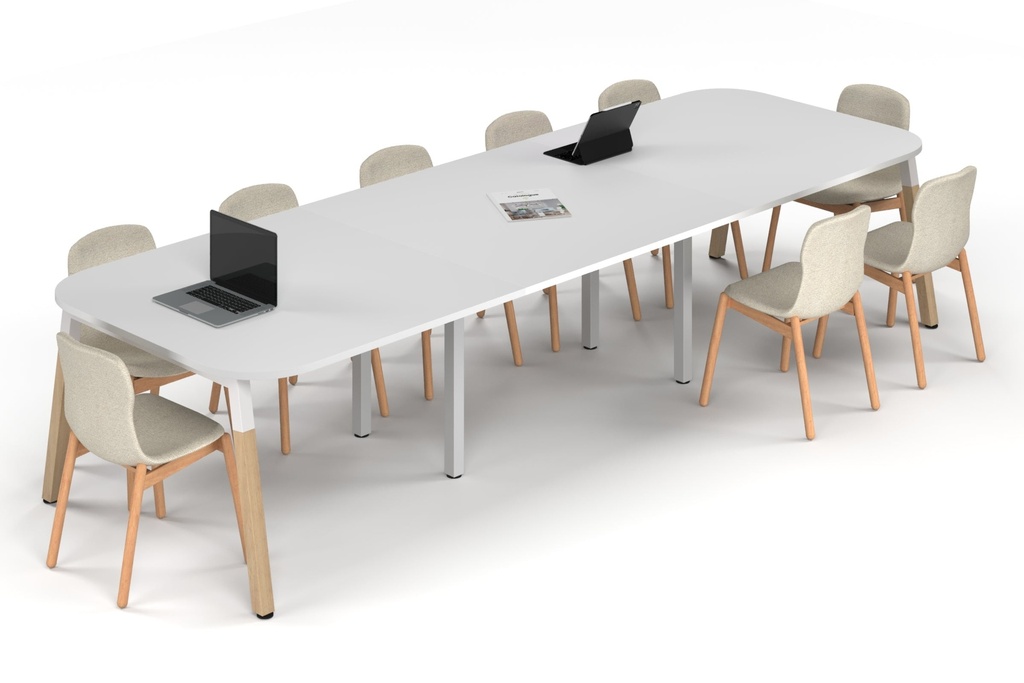 Quadro A Leg Modern Boardroom Table Wood Legs - Large Rounded Corners [3600L x 1200W with Large Rounded Corners]