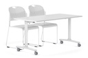 Folding / Flip Top Mobile Meeting Room Table with Wheel Legs Domino [1600L x 800W]