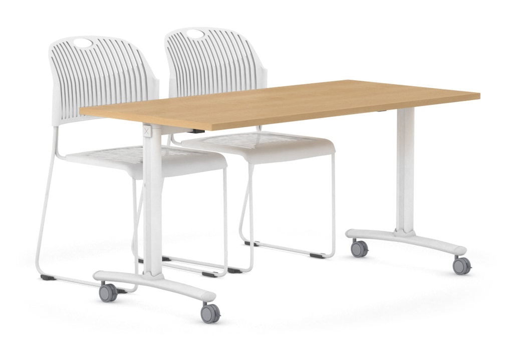 [NONE,DMW187PT|0,586()] Folding / Flip Top Mobile Meeting Room Table with Wheel Legs Domino [1800L x 700W]