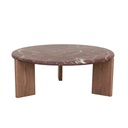 Ray Marble Coffee Table - Matt Rouge Marble - Smoked Ash