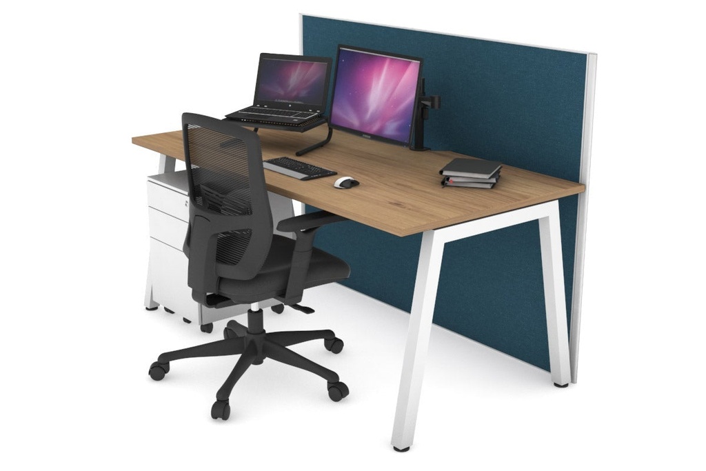 [NONE,HQA1208.W.WT.GS,NONE|0,823,0()] Horizon Quadro A Legs Office Desk [1200L x 800W with Cable Scallop]