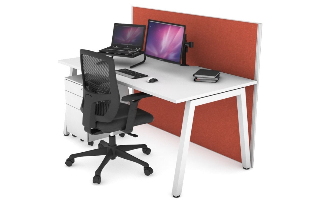 [NONE,HQA1808.W.WT.GS,NONE|0,1015,0()] Horizon Quadro A Legs Office Desk [1800L x 800W with Cable Scallop]