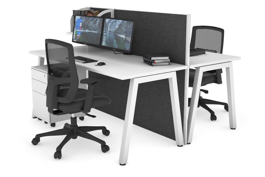 [NONE,HQAB2127.W.WT.GS,NONE|0,1178,0()] Horizon Quadro 2 Person Bench A Legs Office Workstation [1200L x 700W]