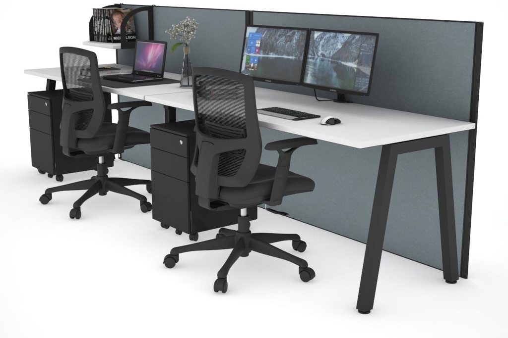 [NONE,HQAR2127.W.WT.GS,NONE|0,1670,0()] Horizon Quadro 2 Person Run A Legs Office Workstation [1200L x 700W]