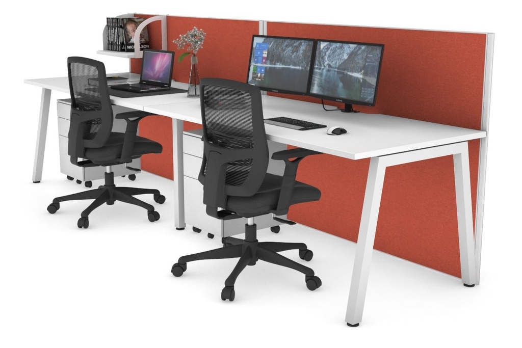 Horizon Quadro 2 Person Run A Legs Office Workstation [1200L x 800W with Cable Scallop]