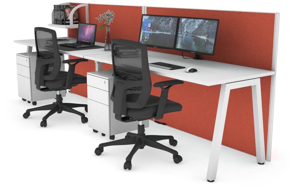 [NONE,HQAR2167.W.WT.GS,NONE|0,1920,0()] Horizon Quadro 2 Person Run A Legs Office Workstation [1600L x 700W]