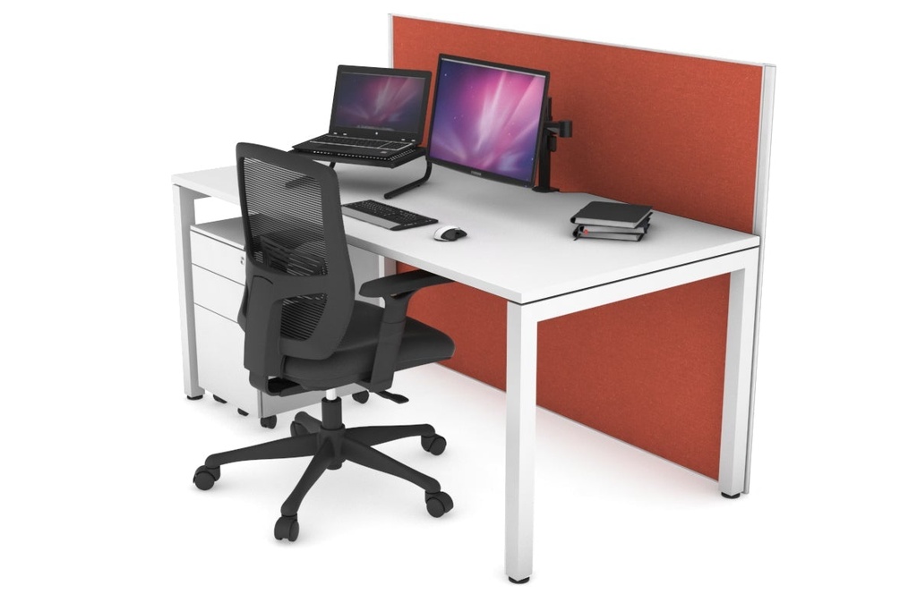 [NONE,HQS1608.W.WT.GS,NONE|0,978,0()] Horizon Quadro Square Legs Office Desk [1600L x 800W with Cable Scallop]
