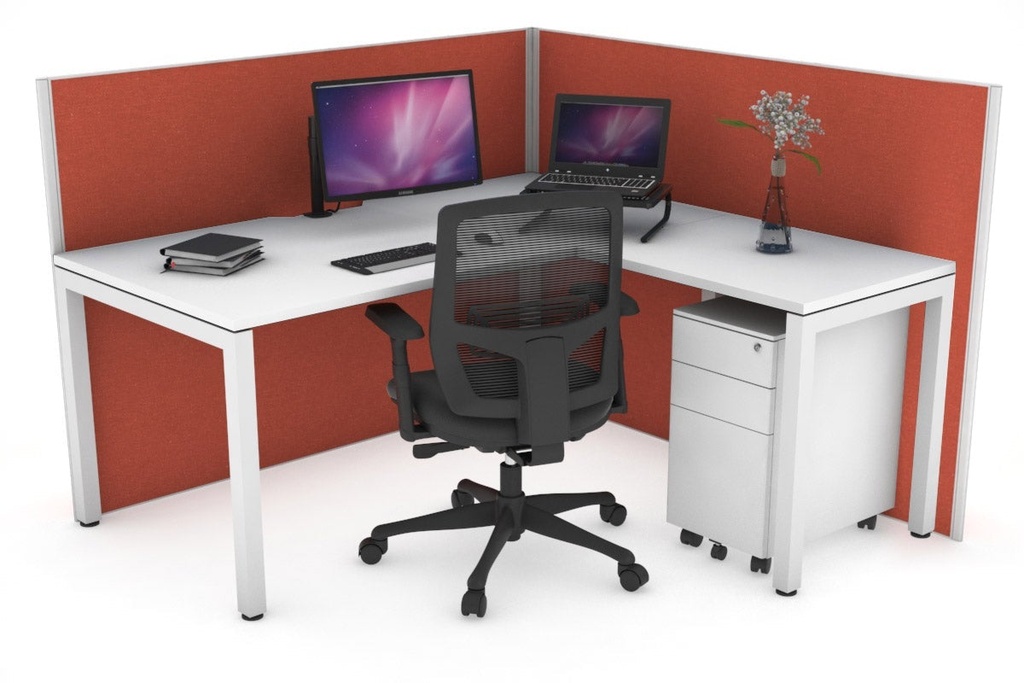 [NONE,HQS18155.W.WT.GS,NONE|0,1796,0()] Horizon Quadro Square Legs L-Shaped Corner Office Desk [1800L x 1550W with Cable Scallop]