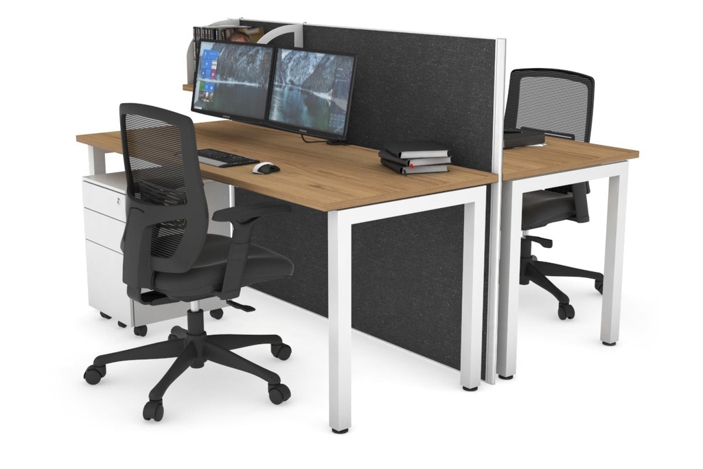 [NONE,HQSB2127.W.WT.GS,NONE|0,1178,0()] Horizon Quadro 2 Person Bench Square Legs Office Workstation [1200L x 700W]