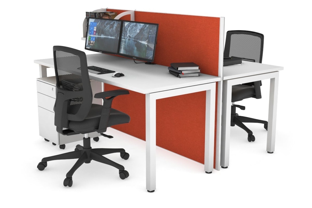 [NONE,HQSB2187.W.WT.GS,NONE|0,1456,0()] Horizon Quadro 2 Person Bench Square Legs Office Workstation [1800L x 700W]