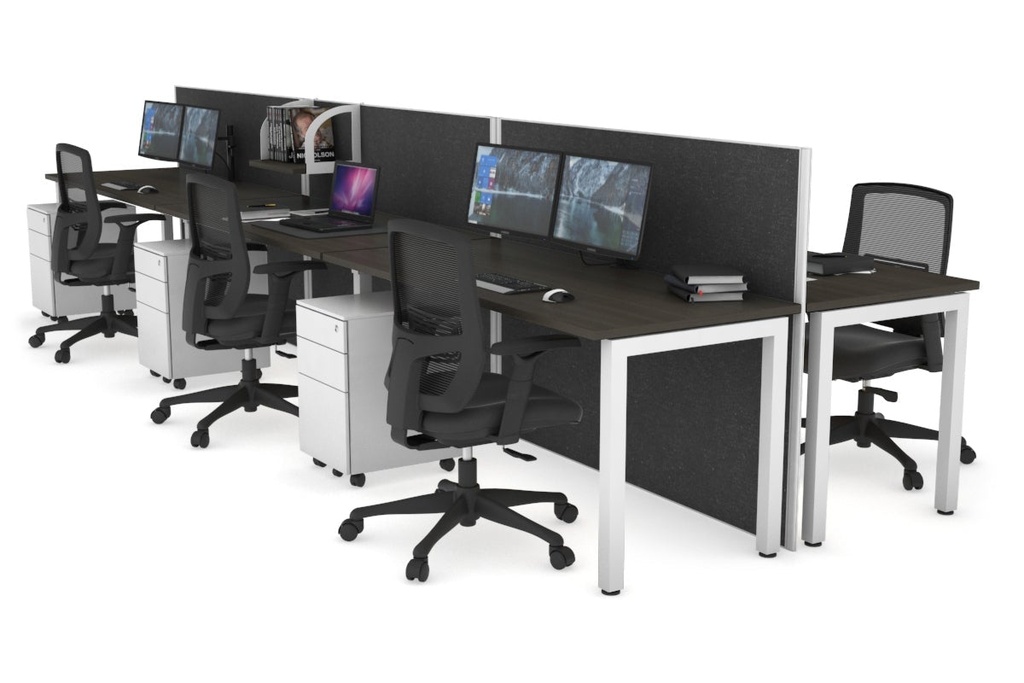 [NONE,HQSB6127.W.WT.GS,NONE|0,3694,0()] Horizon Quadro 6p Bench Square Legs Office Workstation [1200L x 700W]
