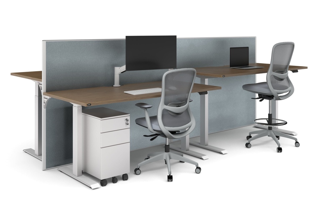 [NONE,JR4147PT-V2,NONE|0,2944,0(HW17,HW17|0,0)] Just Right Height Adjustable 4 Person Bench Workstation [1400L x 700W]
