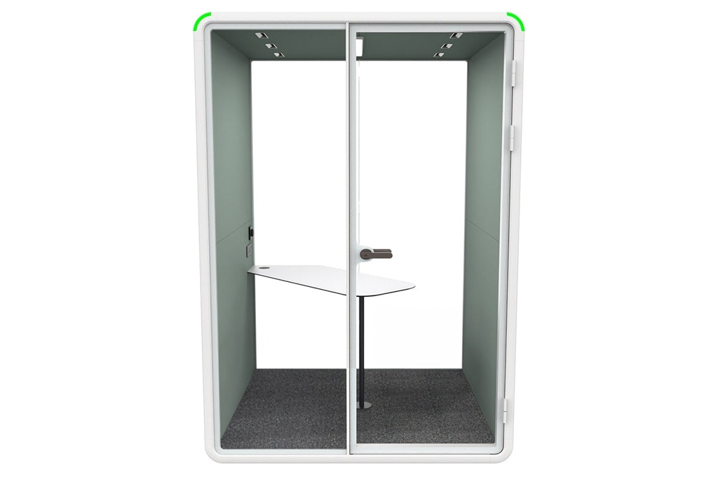 [NONE,NM-S01-FABGN-DT,NONE|0,12938,0()] Nest 2 Person Meeting Booth with Diagonal Table [Acoustic Panel With Fabric]