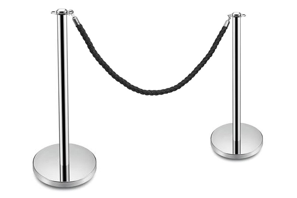[NONE,NONE|0,0(JLLG-M5-KIT|140)] JasonL Rope Barrier Bollard - Silver Set of 2