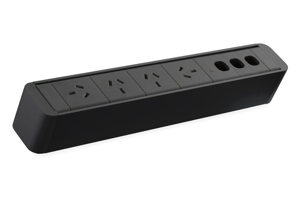 [NONE,NONE|0,0(Z04R03BK|277)] CMS Zeus Rail Black - Above Desk Power [4 Power]