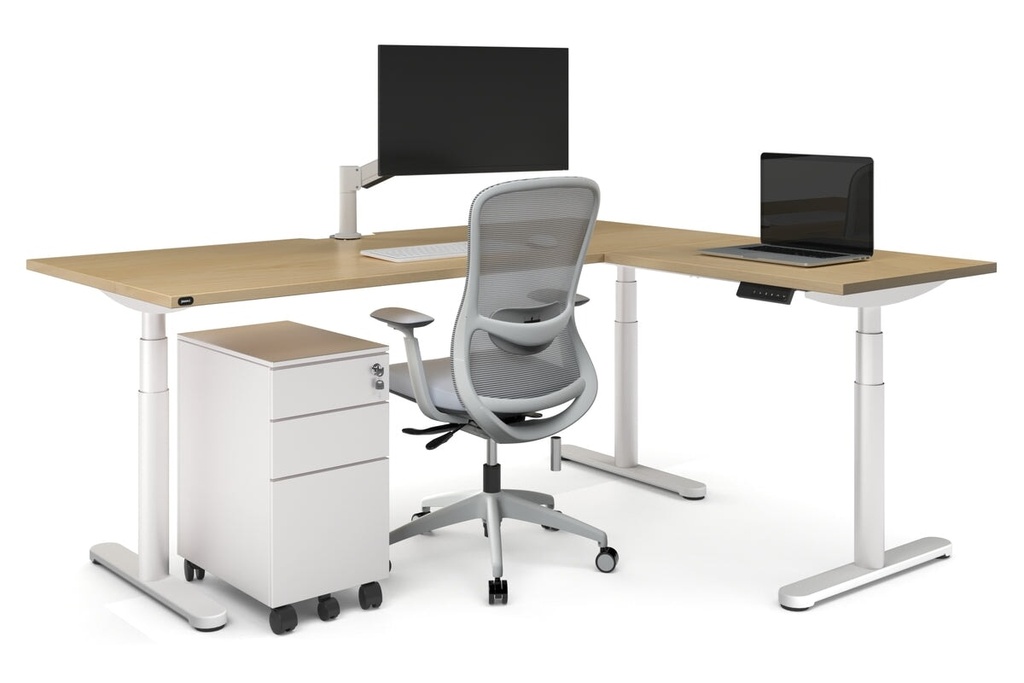 [NONE,PRW18145PT-V2|0,1478()] Flexi Premium Height Adjustable Corner Workstation [1800L x 1450W]