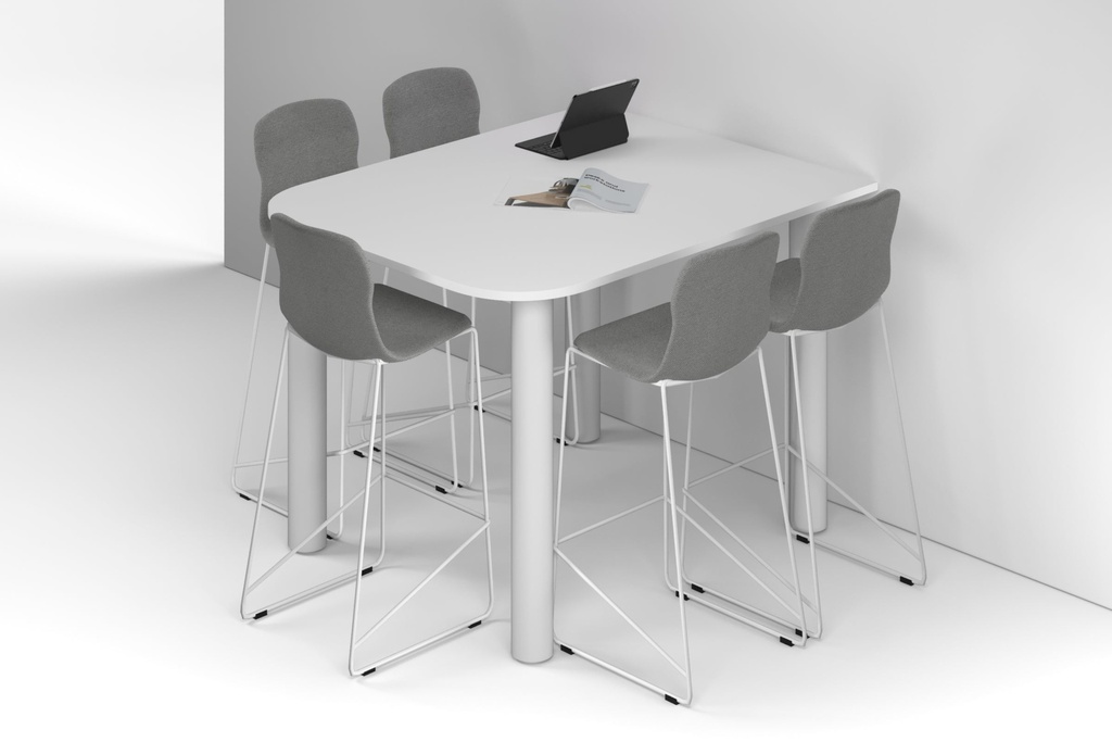 Quadro Cylinder Legs Half Counter Table - Large Rounded Corners [1500L x 1200W with Large Rounded Corners]