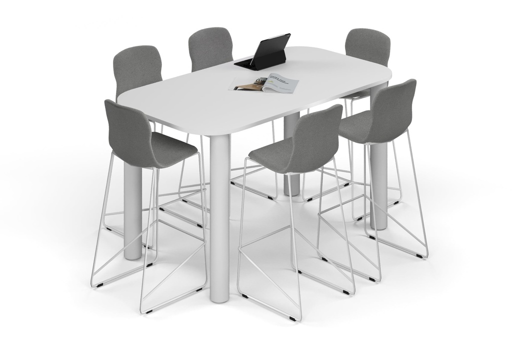 Quadro Cylinder Legs Counter Table - Large Rounded Corners [1800L x 1000W with Large Rounded Corners]
