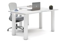 Quadro Cylinder Leg - L Shaped Corner Office Desk [1400L x 1550W with Cable Scallop]