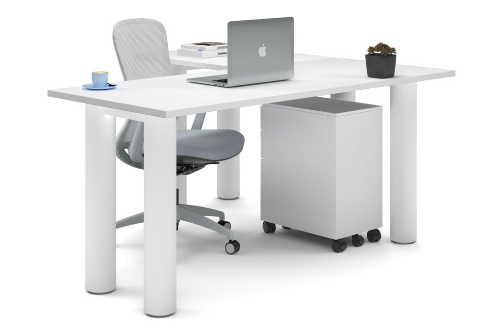 Quadro Cylinder Leg - L Shaped Corner Office Desk  [1600L x 1450W]
