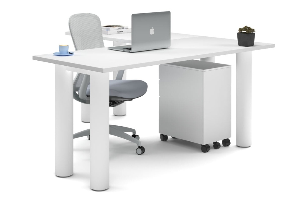 Quadro Cylinder Leg - L Shaped Corner Office Desk  [1600L x 1700W]