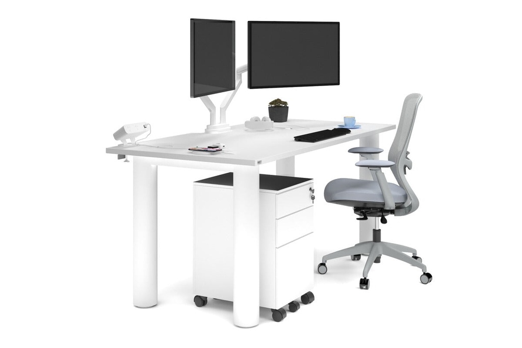 Quadro Cylinder Leg Office Desk [1800L x 800W with Cable Scallop]