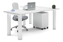 Quadro Cylinder Leg - L Shaped Corner Office Desk  [1800L x 1550W with Cable Scallop]