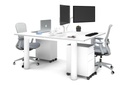 Quadro Cylinder Leg 2 Person Office Workstations [1400L x 800W with Cable Scallop]