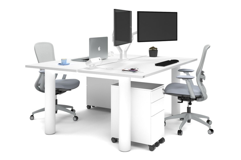 Quadro Cylinder Leg 2 Person Office Workstations [1600L x 700W]