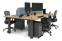 Quadro Cylinder Leg 4 Person Office Workstations [1400L x 800W with Cable Scallop]