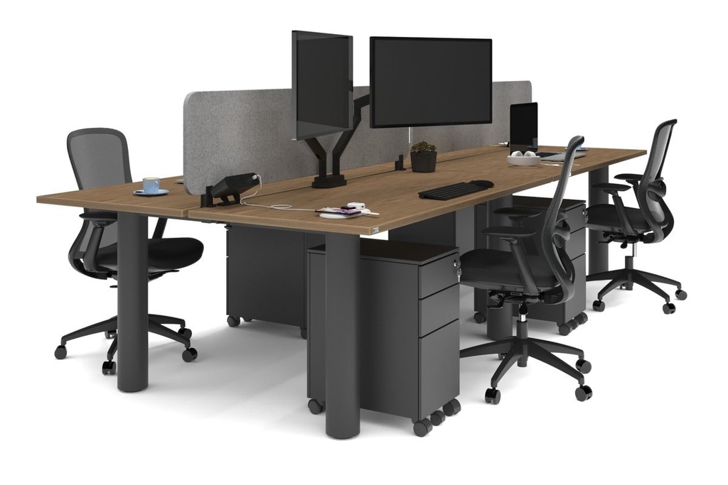 [NONE,QCLB4167.W.WT,NONE|0,1613,0()] Quadro Cylinder Leg 4 Person Office Workstations [1600L x 700W]