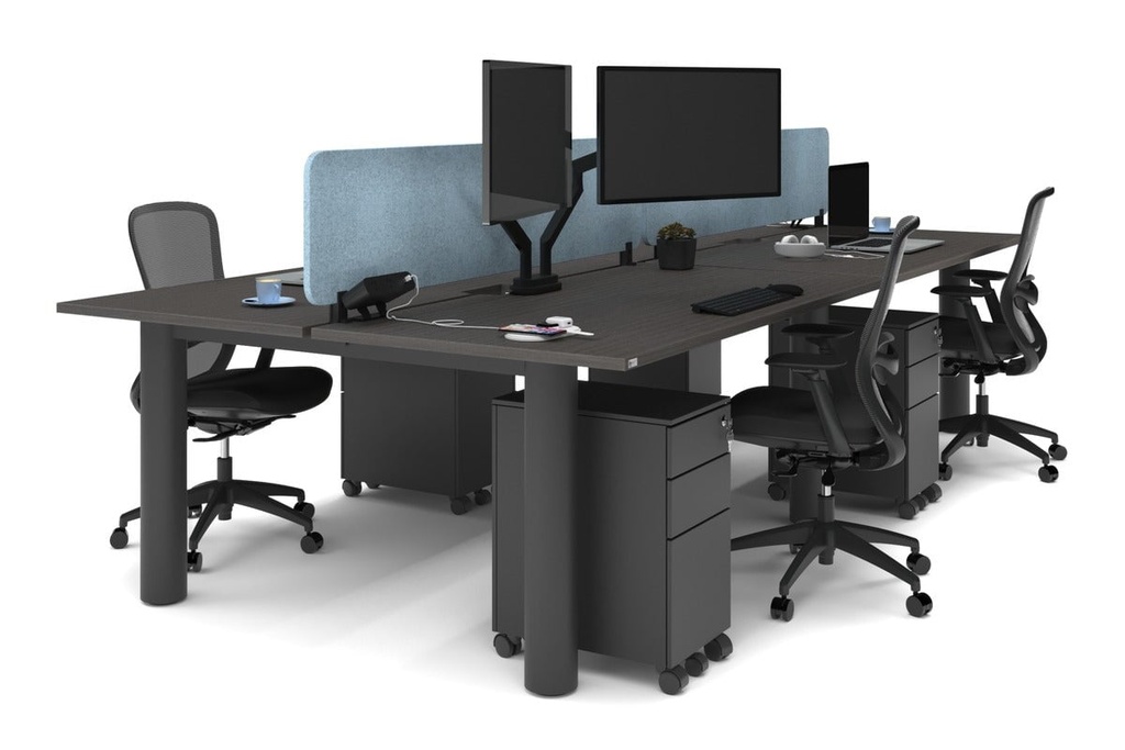 [NONE,QCLB4168.W.WT,NONE|0,1686,0()] Quadro Cylinder Leg 4 Person Office Workstations [1600L x 800W with Cable Scallop]