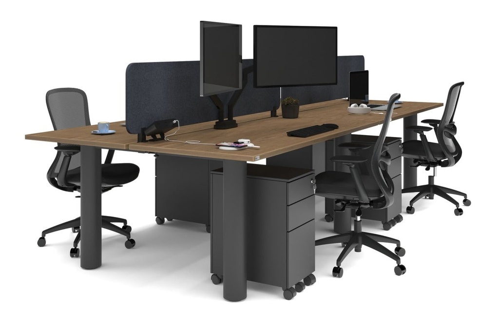 Quadro Cylinder Leg 4 Person Office Workstations [1800L x 700W]
