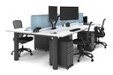 Quadro Cylinder Leg 4 Person Office Workstations [1800L x 800W with Cable Scallop]