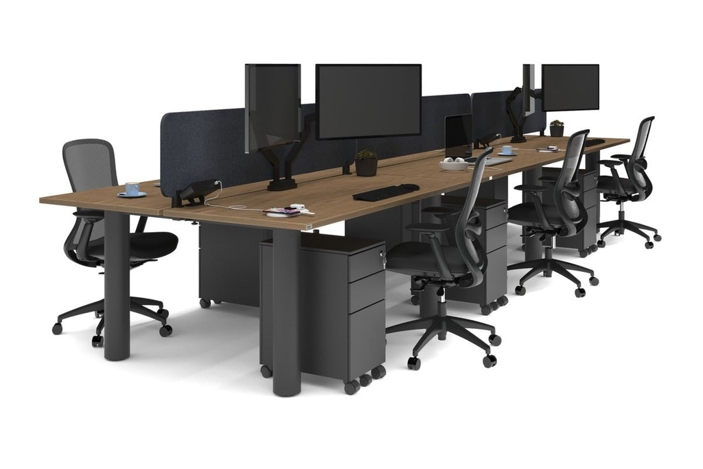 Quadro Cylinder Leg 6 Person Office Workstations [1800L x 700W]