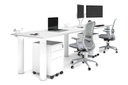 Quadro Cylinder Leg 2 Person Run Office Workstations [1600L x 800W with Cable Scallop]