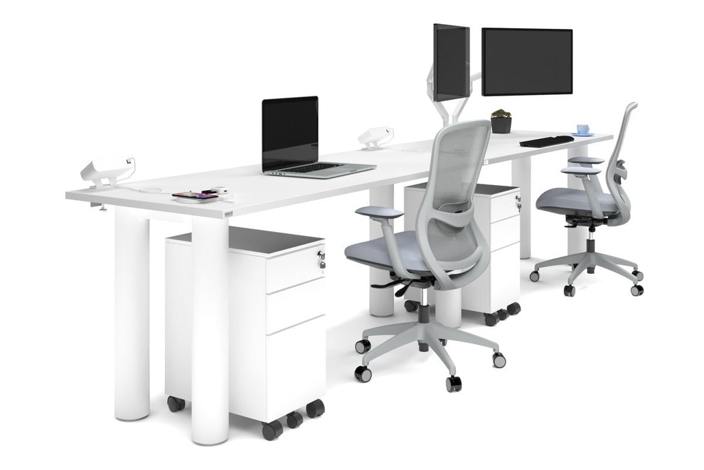 Quadro Cylinder Leg 2 Person Run Office Workstations [1800L x 700W]