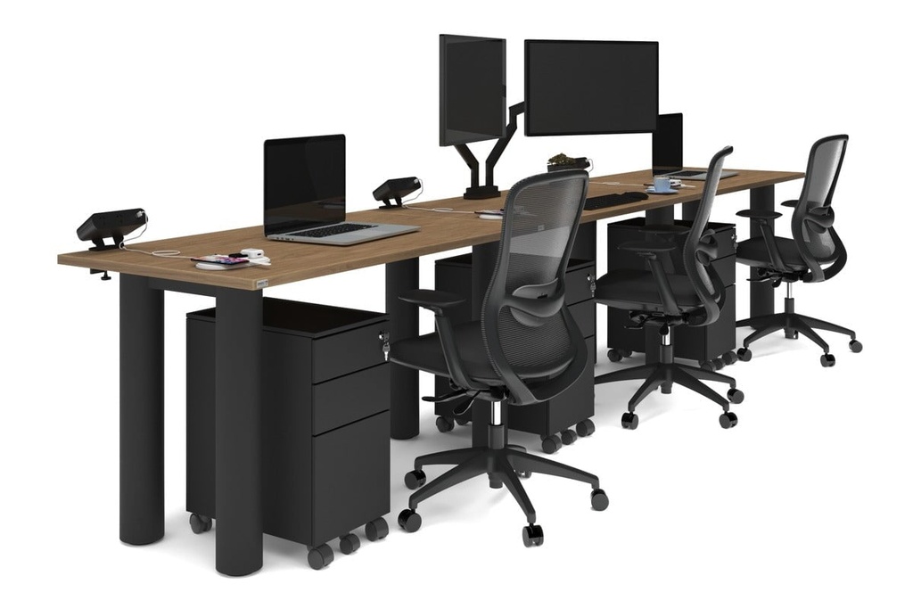 Quadro Cylinder Leg 3 Person Run Office Workstations [1400L x 700W]