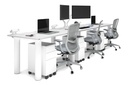 Quadro Cylinder Leg 3 Person Run Office Workstations [1400L x 800W with Cable Scallop]