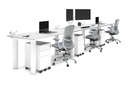 Quadro Cylinder Leg 3 Person Run Office Workstations [1800L x 800W with Cable Scallop]