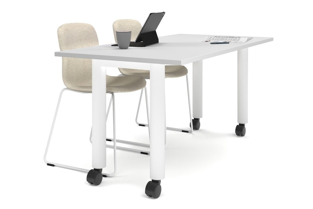 [NONE,QCM1608.W.WT|0,532()] Quadro 80mm Cylinder Leg Mobile Table [1600L x 800W]