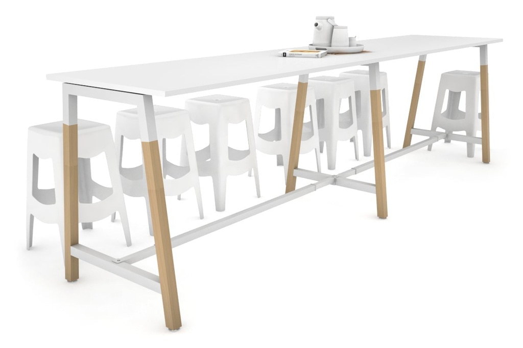 Quadro A Legs Large Counter Table - Wood Legs Cross Beam [3600L x 700W]