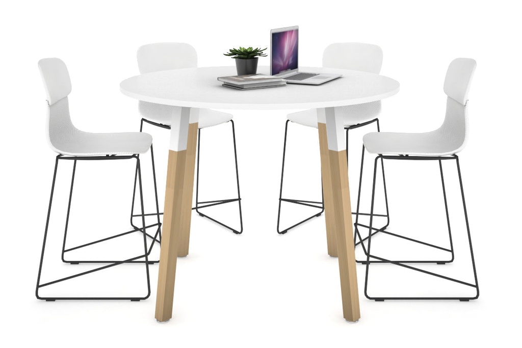 Quadro Counter Wood Legs Round Table [1000 mm]