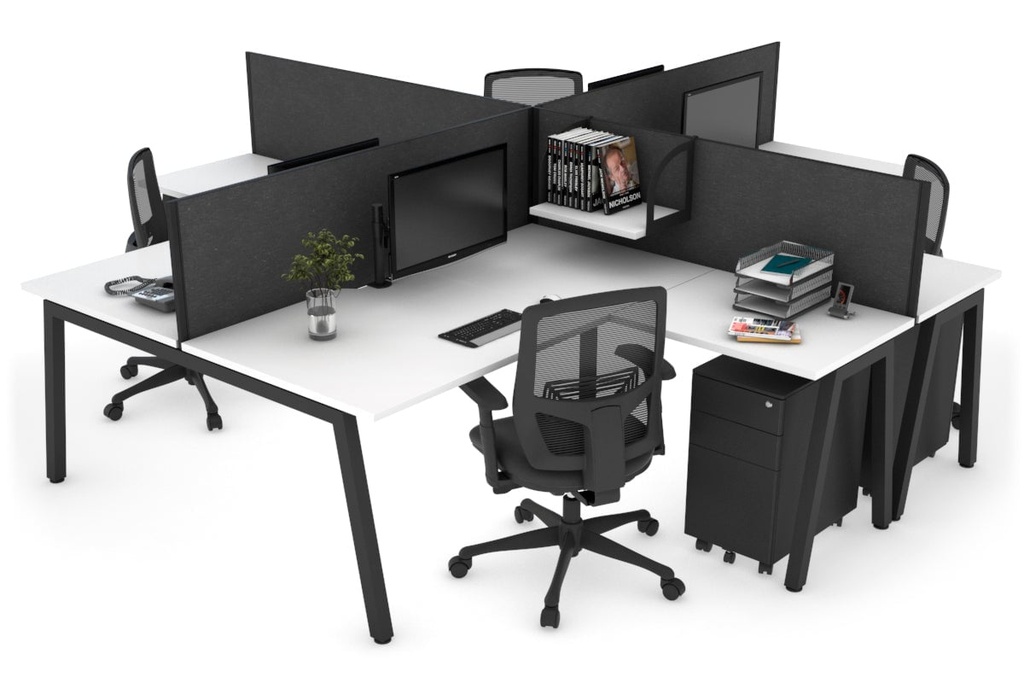 Quadro A Legs 4 Person Corner Workstation [1400L x 1800W with Cable Scallop]