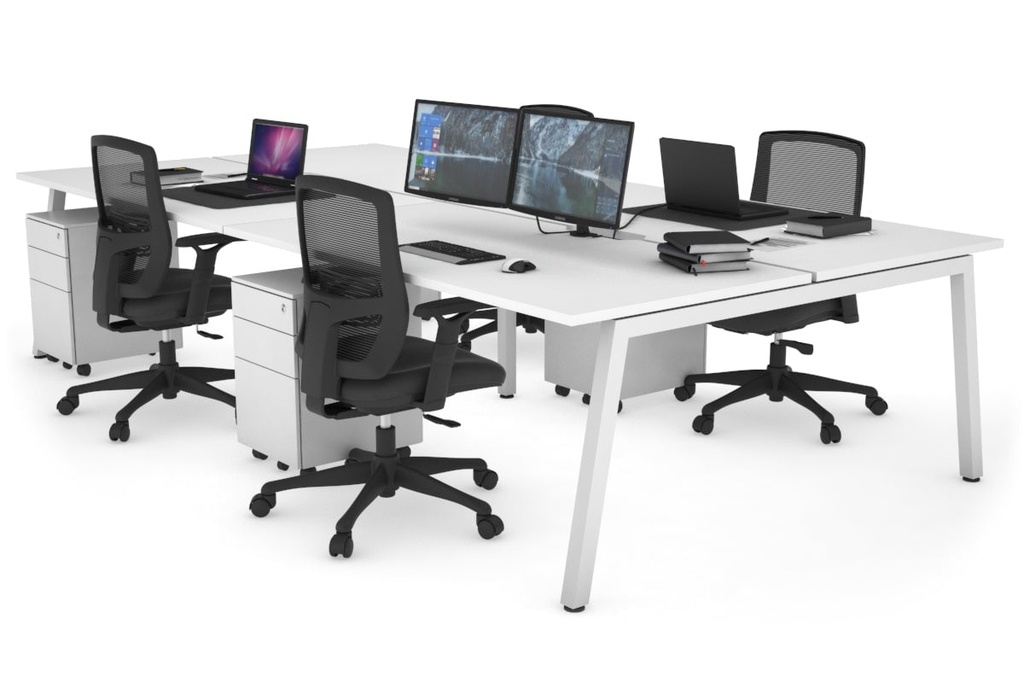 [NONE,QDB4128.W.WT,NONE|0,957,0()] Quadro 4 Person Office Workstation [1200L x 800W with Cable Scallop]