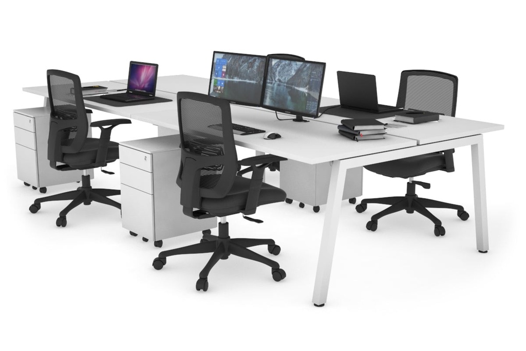[NONE,QDB4147.W.WT,NONE|0,968,0()] Quadro 4 Person Office Workstation [1400L x 700W]